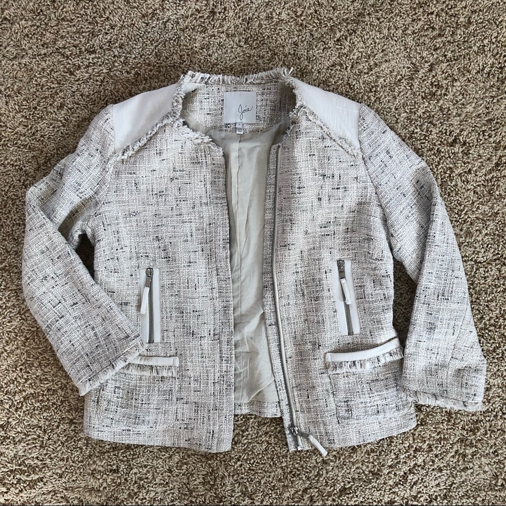 Joie Tweed Blazer with Ruffle Detailing